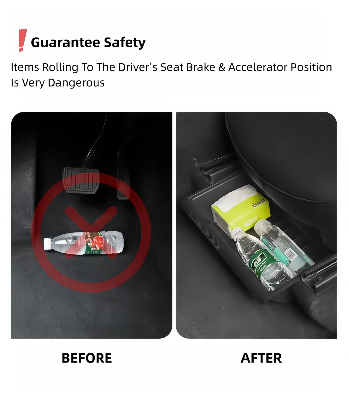 TOPABYTE Under Seat Storage Tray Hidden Organizer With Lid for Model Y 2020-2024 Front Seats (Black White Grey)
