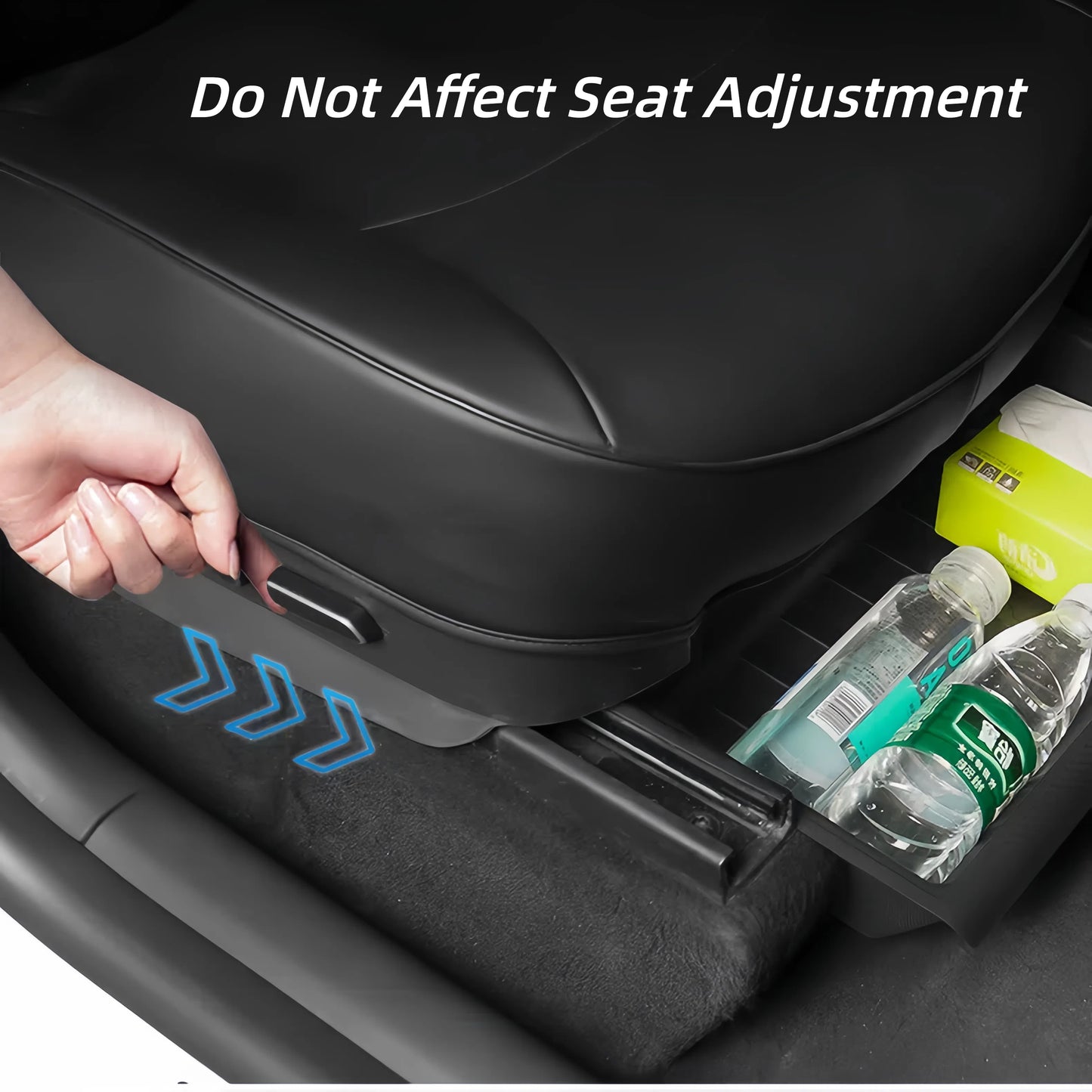 TOPABYTE Under Seat Storage Tray Hidden Organizer With Lid for Model Y 2020-2024 Front Seats (Black White Grey)