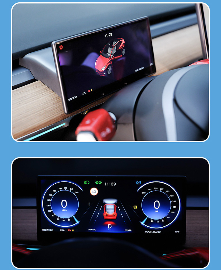 TOPABYTE 8.9'' Dashboard Screen Display with Front Camera For Model 3/Highland/Y/Juniper
