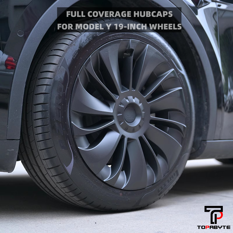 TOPABYTE 19-Inch Hubcaps 14 Spoke Full-Coverage Wheel Covers For Model Y 2020-2024