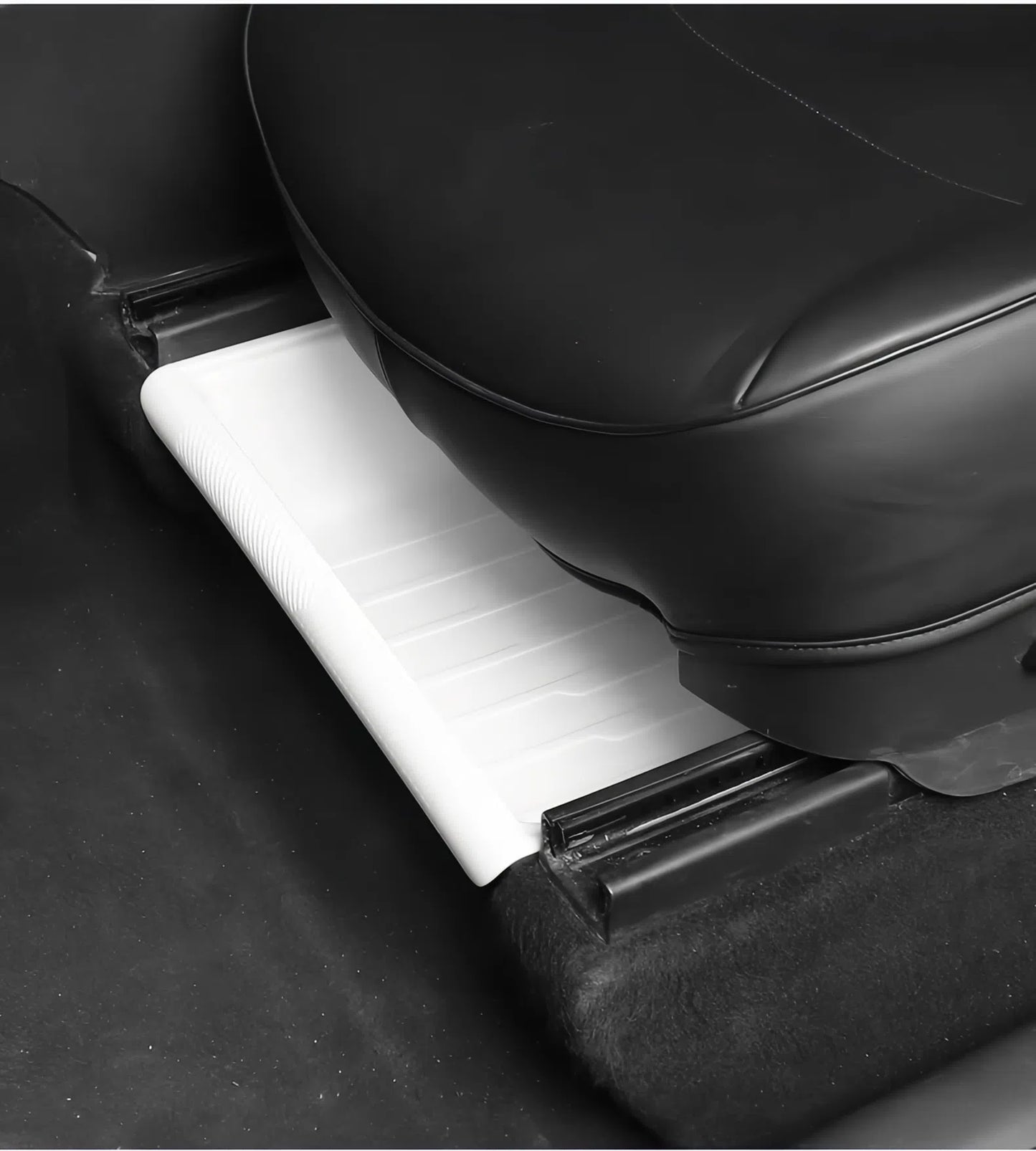 TOPABYTE Under Seat Storage Tray Hidden Organizer With Lid for Model Y 2020-2024 Front Seats (Black White Grey)