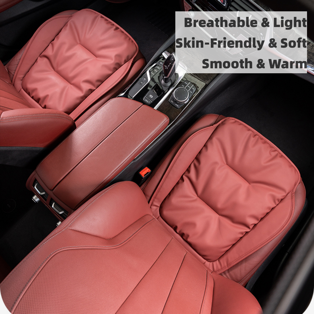 TOPABYTE Universal Down Filling Nappa Leather Seat Cushion for Car/Office/Home (Black Red Orange Brown)