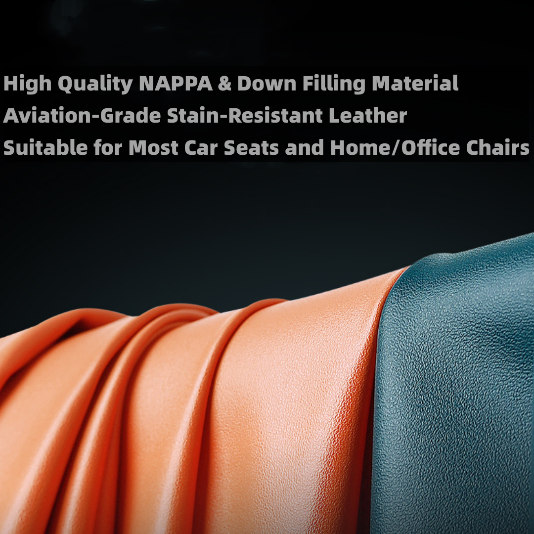 TOPABYTE Universal Down Filling Nappa Leather Seat Cushion for Car/Office/Home (Black Red Orange Brown)