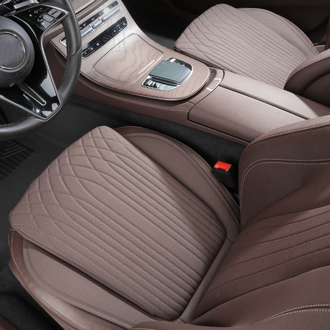 TOPABYTE Universal Nappa Leather Seat Cushion for Car/Office/Home (Black White Red Orange Brown)