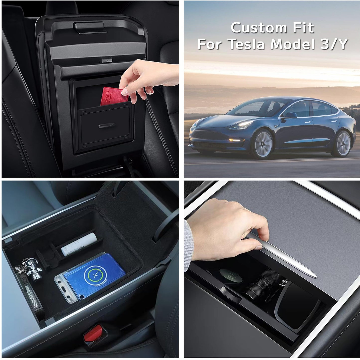 TOPABYTE Center Console Organizer Tray for Model 3 2021-2023 Before Oct. and Model Y 2021-2024