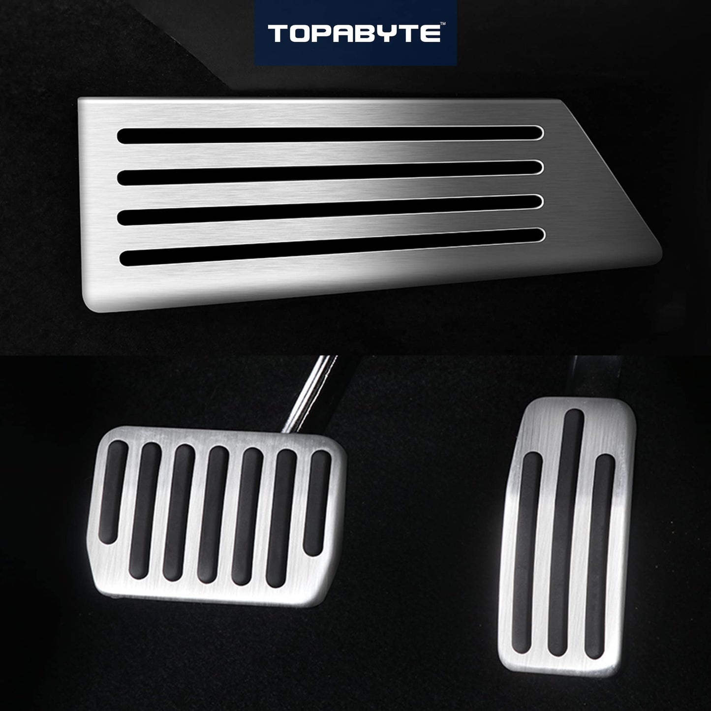 TOPABYTE Foot Pedals Brake Ruel Foot Rest Pads For 2017-2025+ Model 3 Y S X