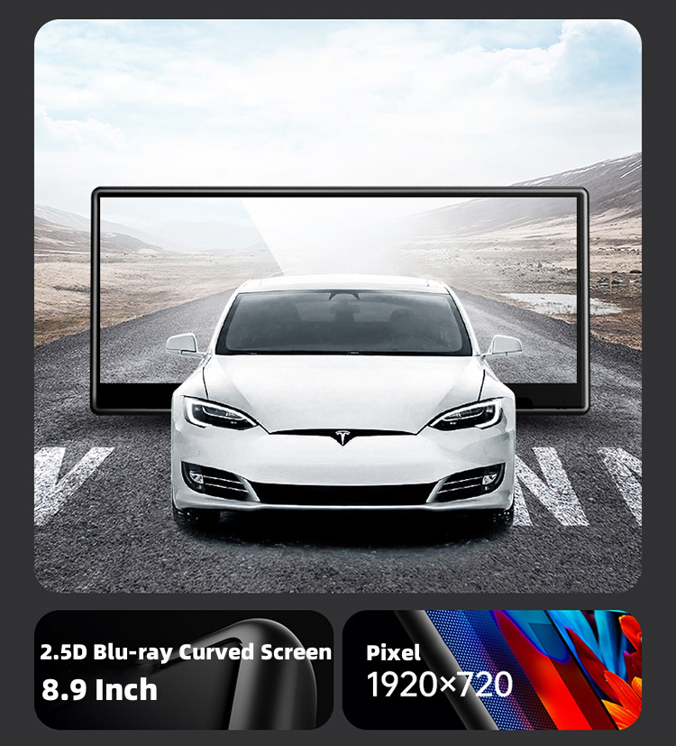 TOPABYTE 8.9'' Dashboard Screen Display with Front Camera For Model 3/Highland/Y/Juniper