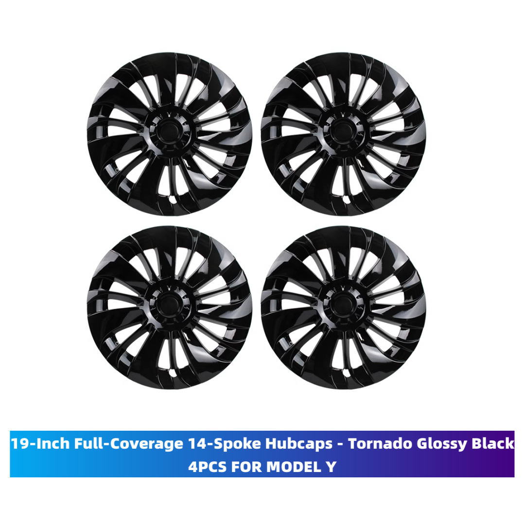 TOPABYTE 19-Inch Hubcaps 14 Spoke Full-Coverage Wheel Covers For Model Y 2020-2024