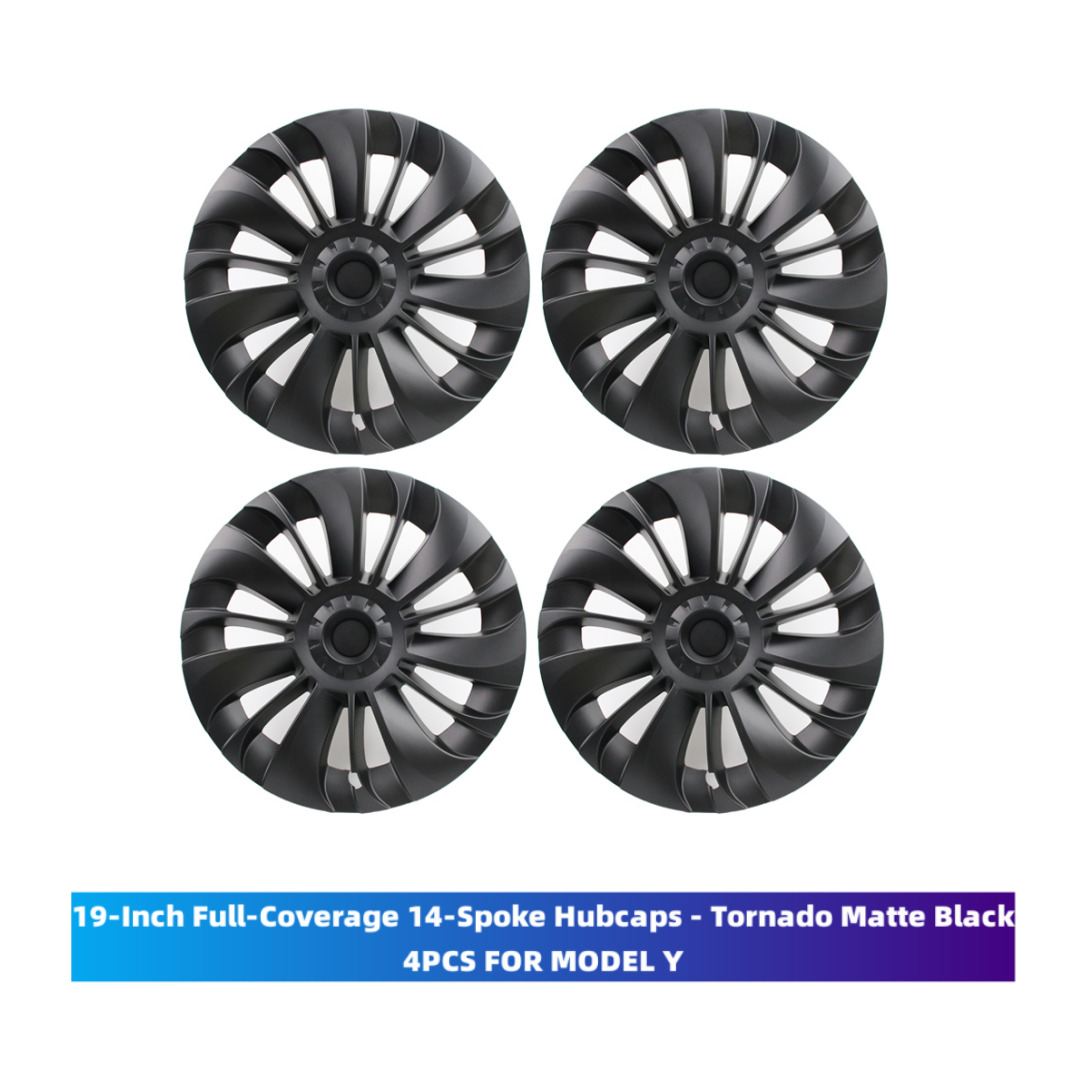 TOPABYTE 19-Inch Hubcaps 14 Spoke Full-Coverage Wheel Covers For Model Y 2020-2024