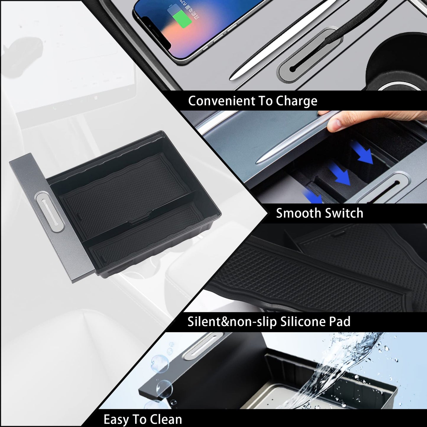 TOPABYTE Center Console Organizer Tray for Model 3 2021-2023 Before Oct. and Model Y 2021-2024