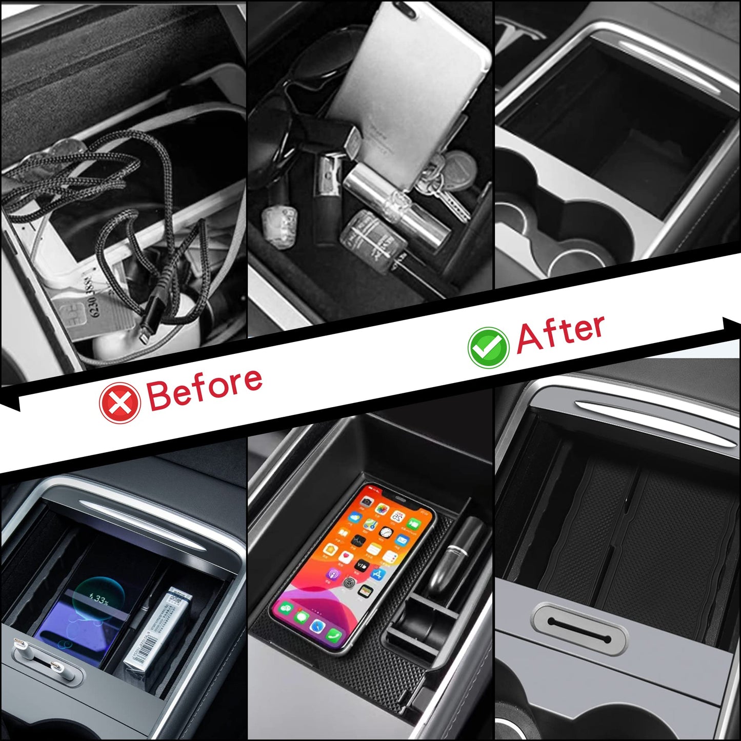 TOPABYTE Center Console Organizer Tray for Model 3 2021-2023 Before Oct. and Model Y 2021-2024