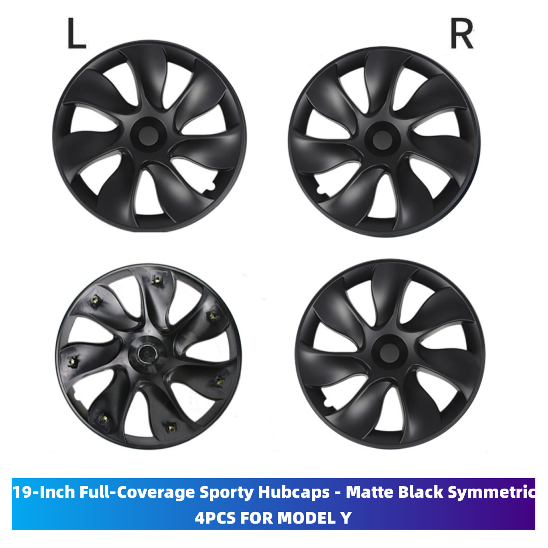 TOPABYTE 19-Inch Hubcaps Sporty Symmetric & Asymmetric Wheel Covers For Model Y 2020-2024