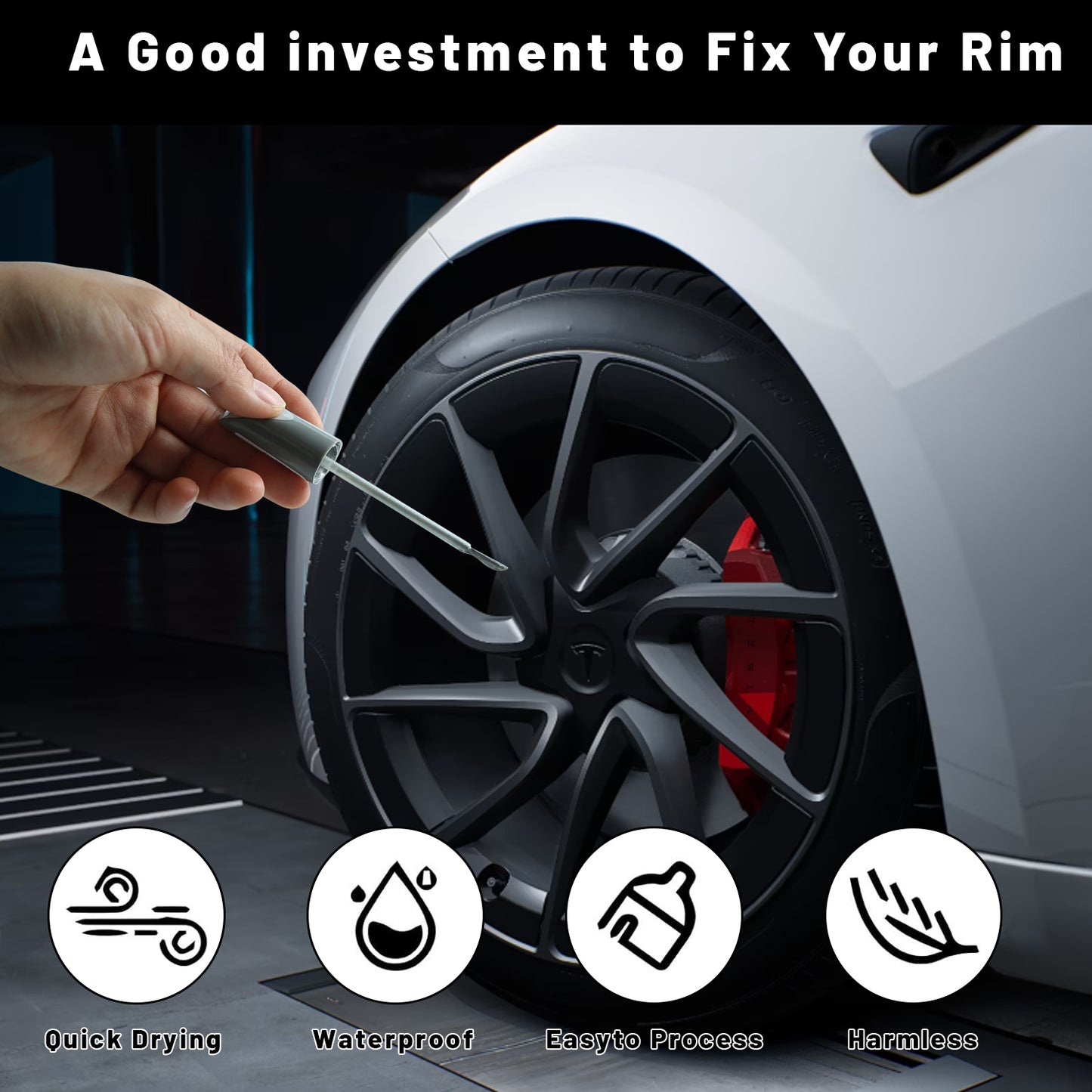 TOPABYTE Rim Touch Up Paint for Model 3/Highland/Y Wheel