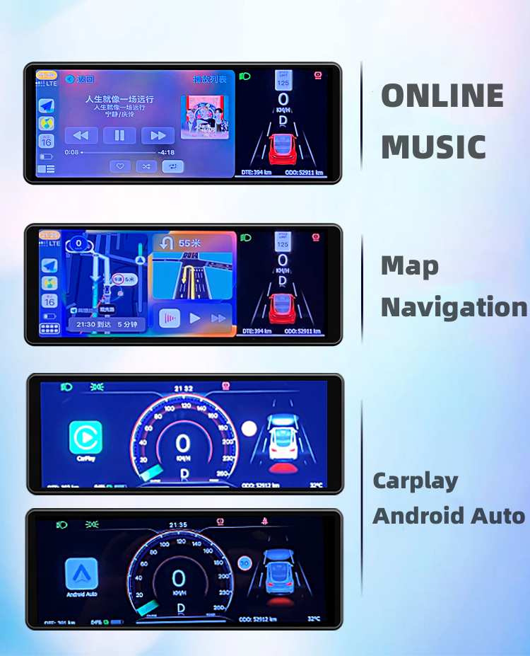 TOPABYTE 6.86'' Dashboard Screen Display with Front Camera For Model 3/Highland/Y