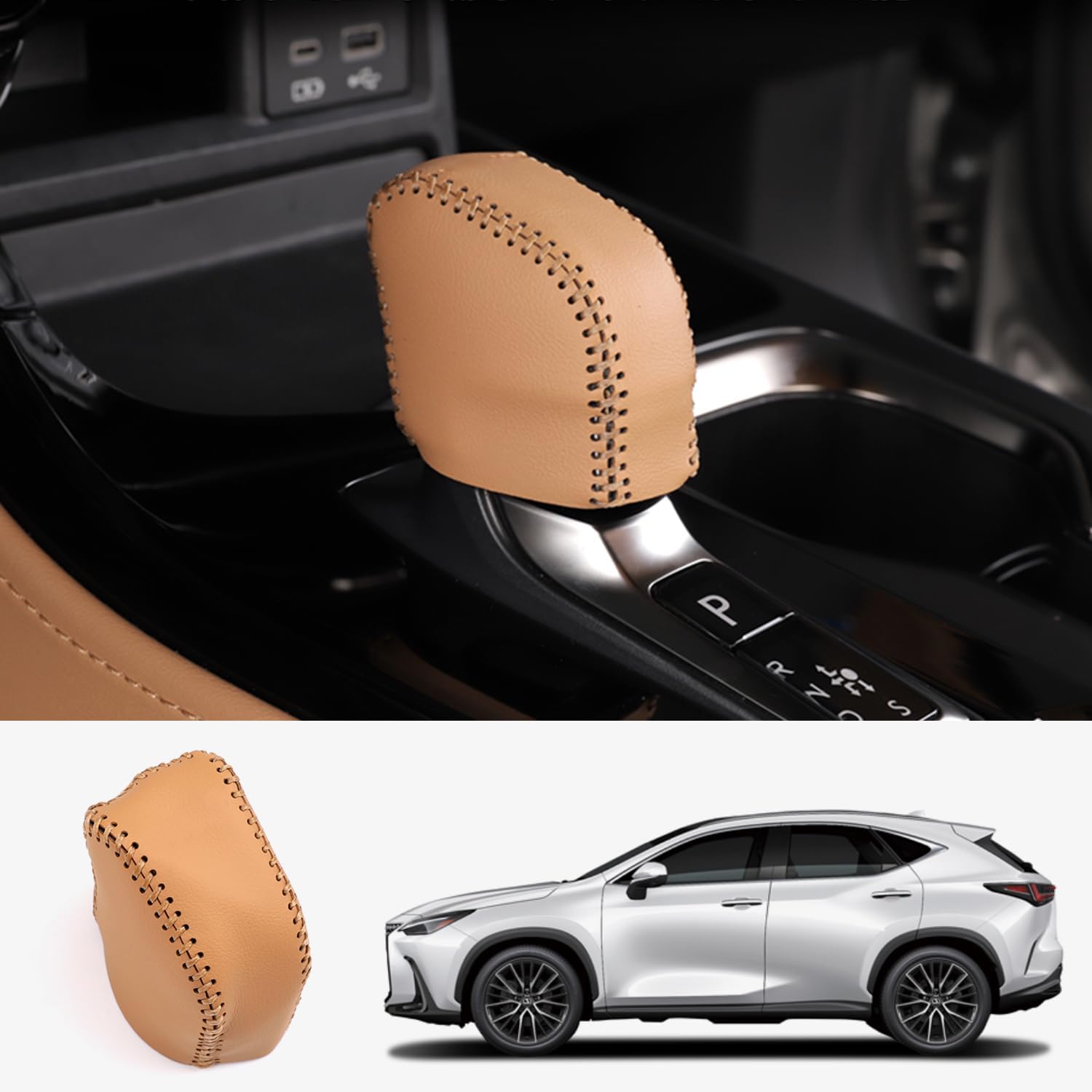gear stick leather cover TOPABYTE Leather Automatic Gear Shift Knob Cover for Lexus NX RX