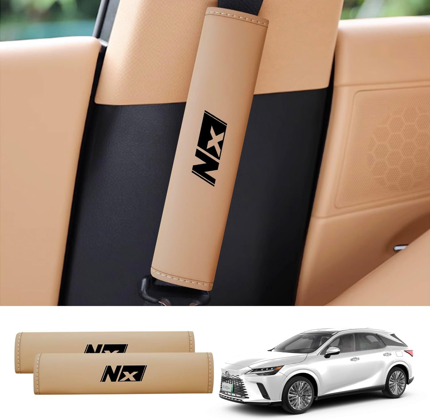 Topabyte Universal Nappa Calco della cinghia di sedere in pelle con motivi Lexus Rx NX