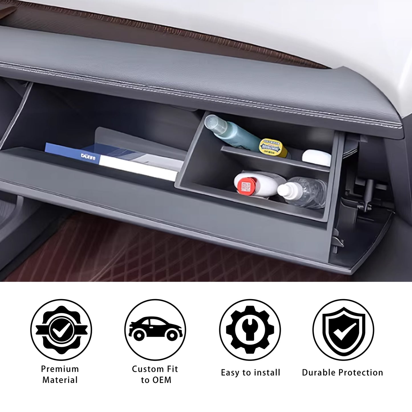 Car Glove Box Organizer Divider for Sienna 2021 2022 2023 2024 2025 2026,Glove Box Partition Divide Space for 2026 Sienna Accessories,Center Console Organizer TPE Storage Accessories
