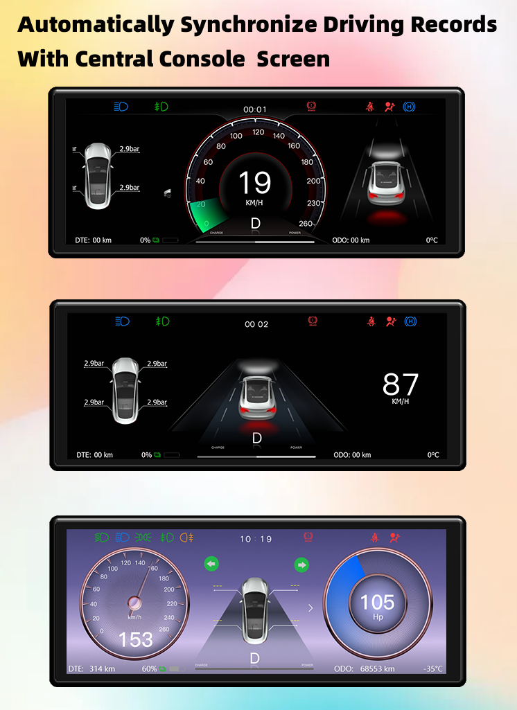 TOPABYTE 6.86'' Dashboard Screen Display with Front Camera For Model 3/Highland/Y