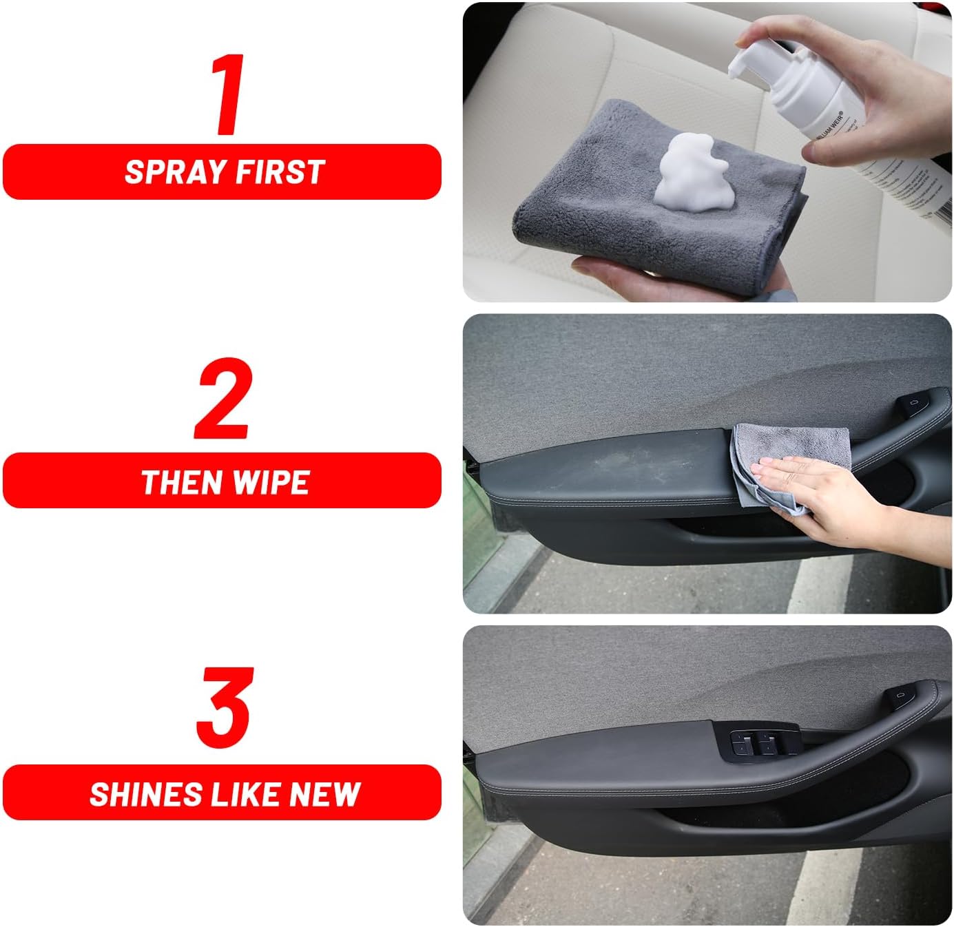 TOPABYTE White Leather Seat Cleaner For Tesla Interior