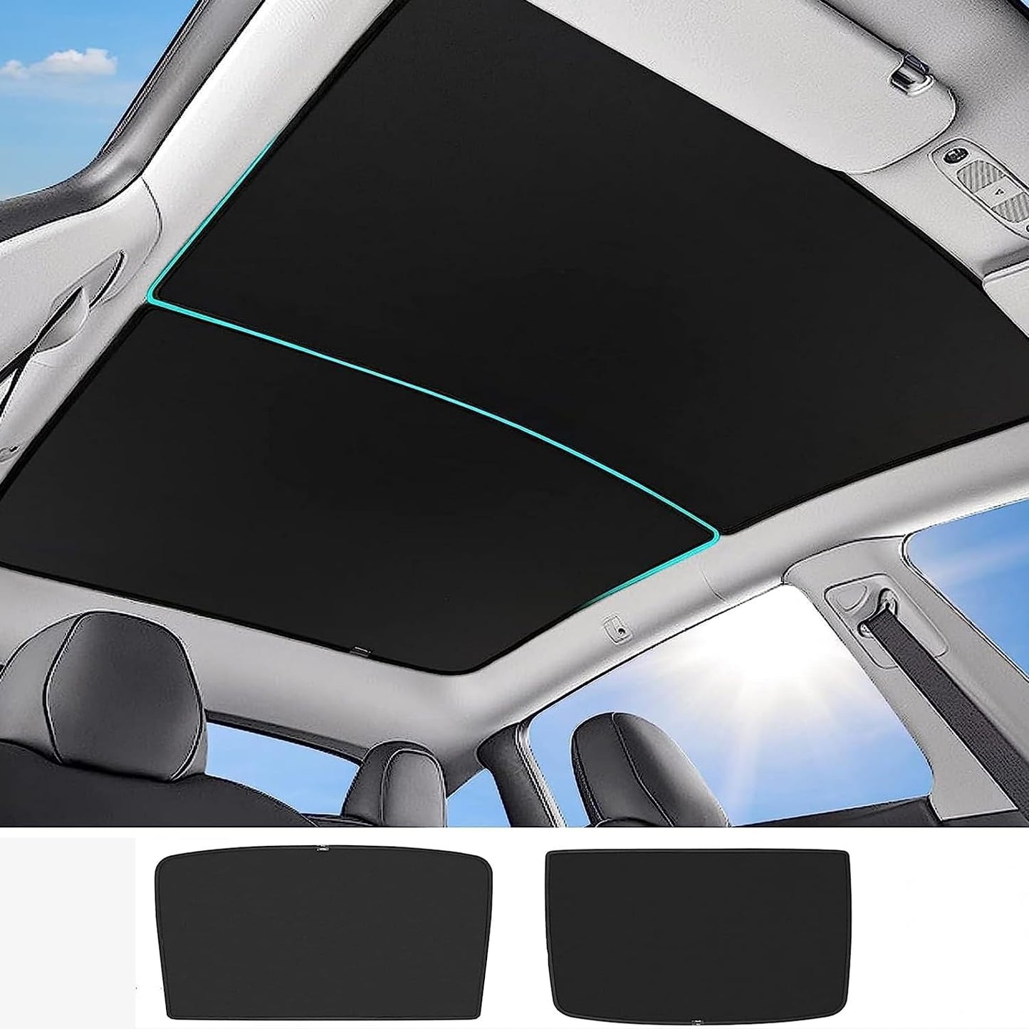 TOPABYTE Roof Sunshade Ice Crystal Net for Model Y 2020-2025 Juniper & Model 3 2018-2025 Highland