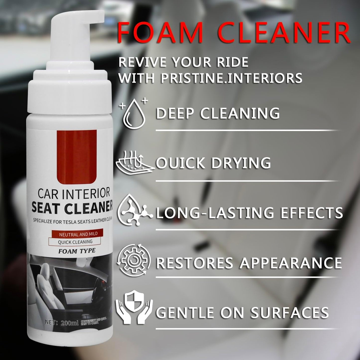 TOPABYTE White Leather Seat Cleaner For Tesla Interior