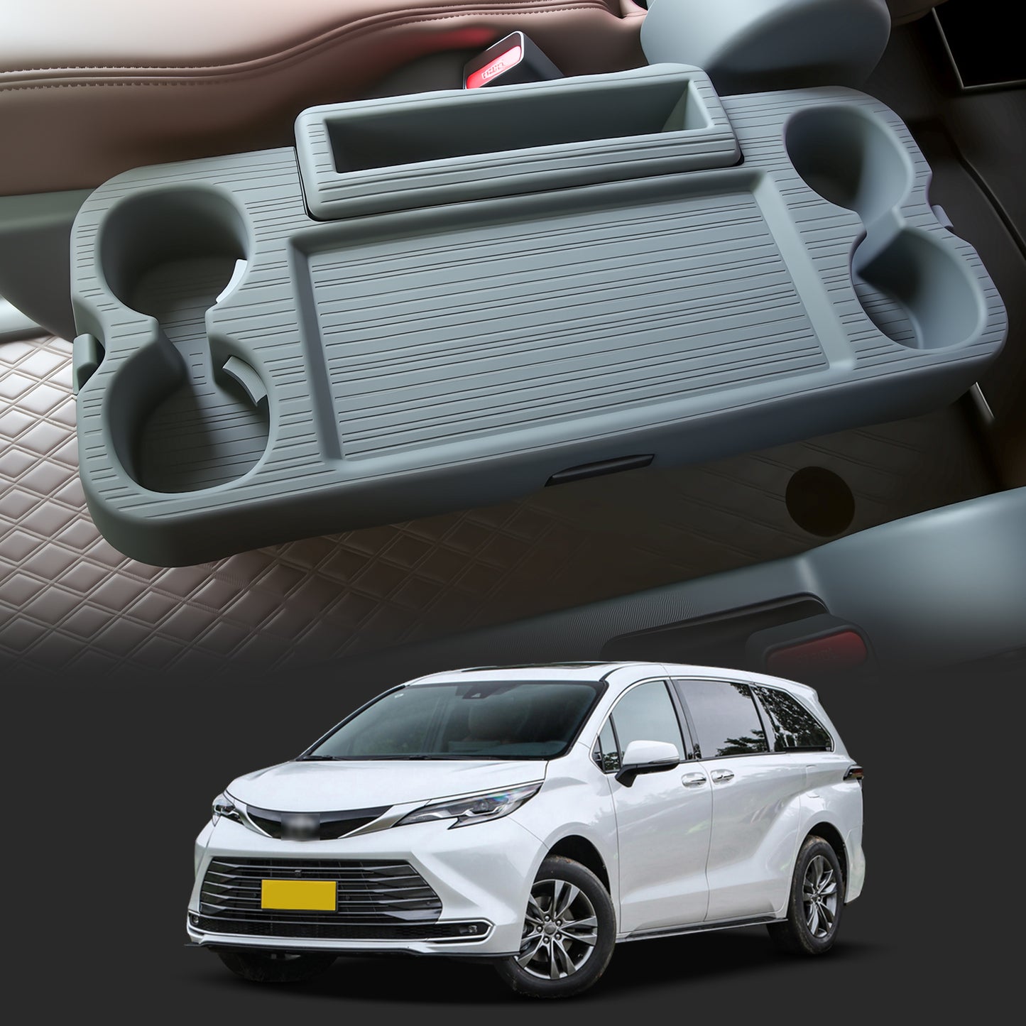 Center Console Table Tray Cover for Sienna 2021 2022 2023 2024 2025,Second Row Seat Silicone Table Plate Cover for Sienna Interior Accessories,Only for Sienna SE XLE XSE