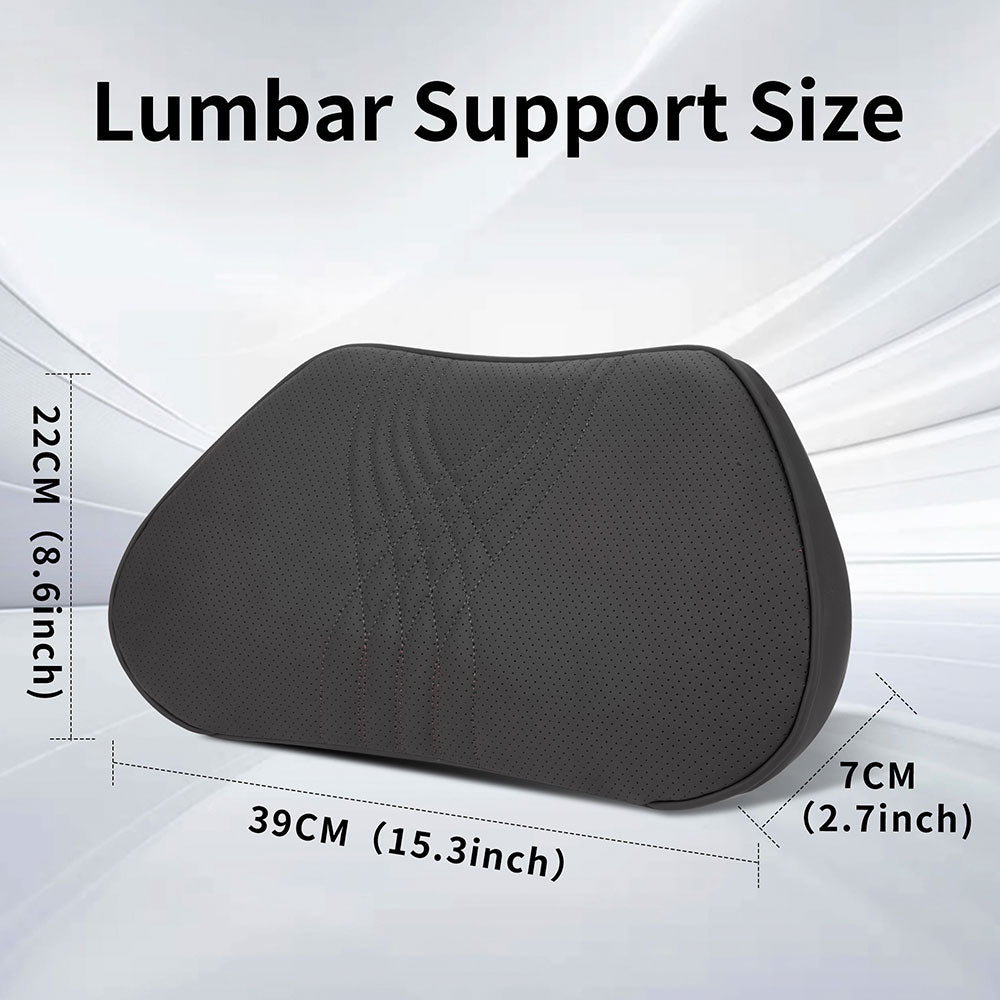 TOPABYTE Car Breathable Leather Headrest Neck Pillow Memory Foam with Embroidered Design (Black/White/Red/Palomino)