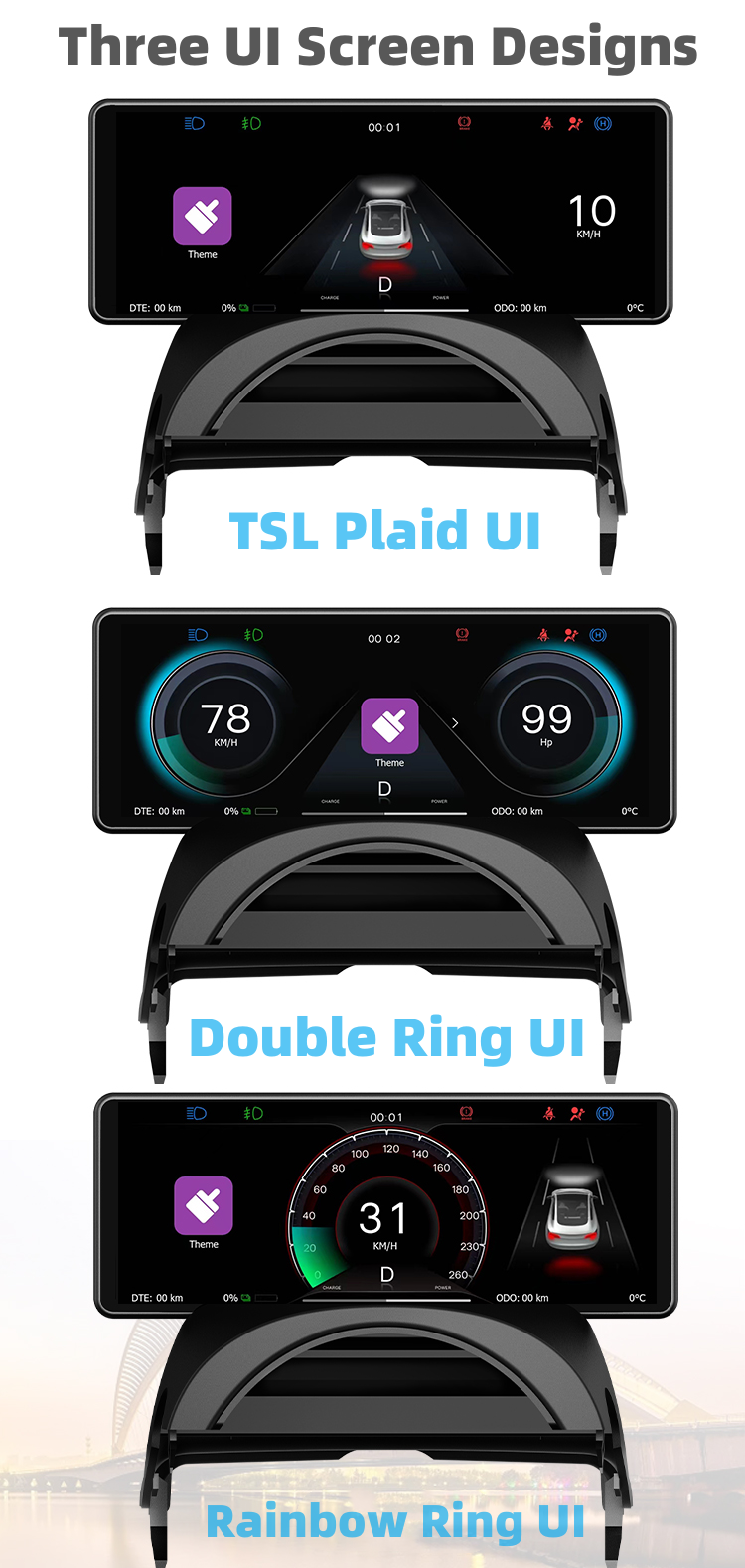TOPABYTE 6.86'' Dashboard Screen Display with Front Camera For Model 3/Highland/Y