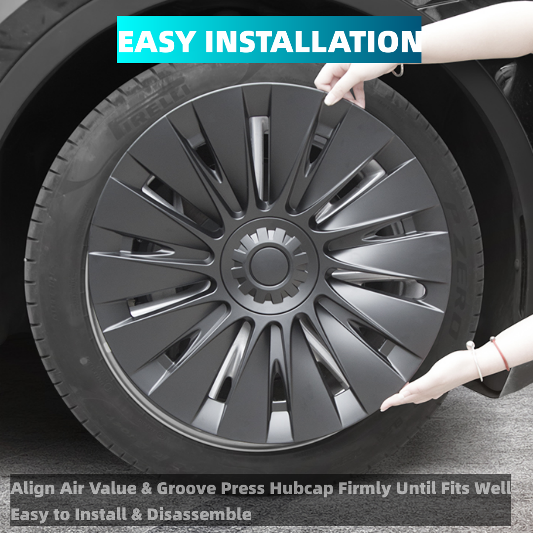 TOPABYTE 19-Inch Hubcaps 14 Spoke Full-Coverage Wheel Covers For Model Y 2020-2024