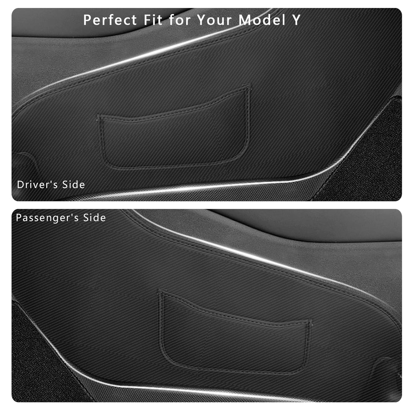 TOPABYTE Seat Side Anti Kick Pads for Model Y 2020-2025 Juniper & Model 3 2017-2025 Highland Center Console (2PCs)