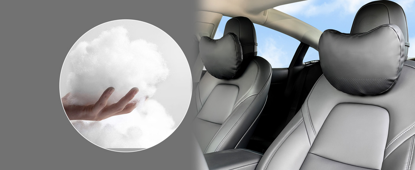 TOPABYTE Universal Car Headrest Nappa Leather Neck Pillow for BMW (Black/White/Pink/Tacora Red)