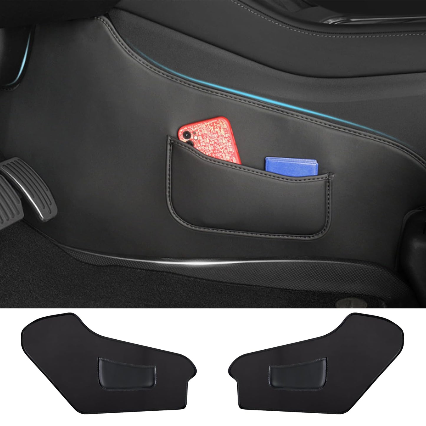 TOPABYTE Seat Side Anti Kick Pads for Model Y 2020-2025 Juniper & Model 3 2017-2025 Highland Center Console (2PCs)