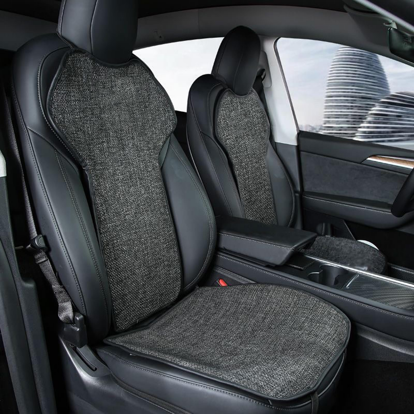 TOPABYTE Car Seat Linen Cushion for Model Y 3 2019-2025 Highland Juniper