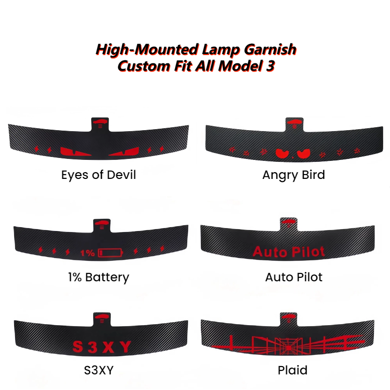 TOPABYTE High-mounted Lamp Garnish / High Brake Light Sticker for All Model 3 & Y 2017-2025