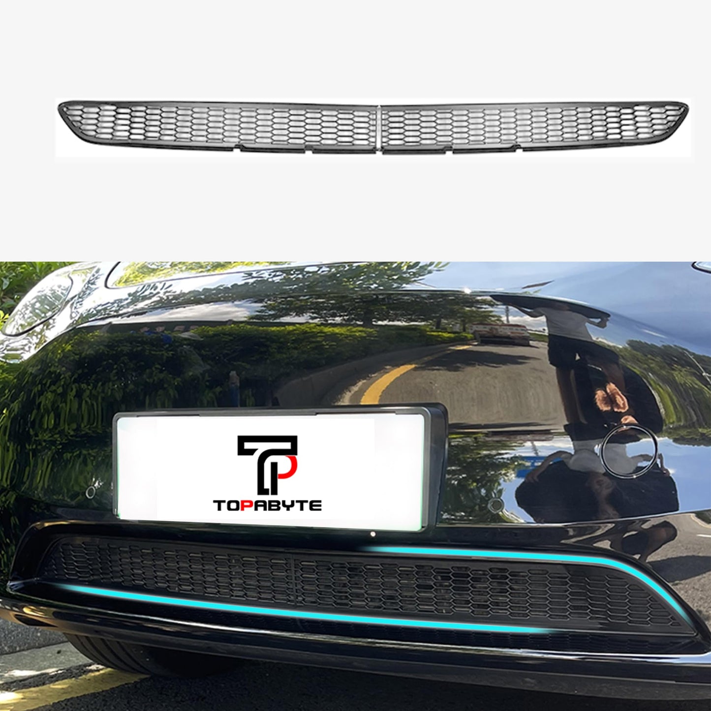 TOPABYTE Front Grill Mesh Bumper Grid Inserts for Model 3 Integrated / Segmented