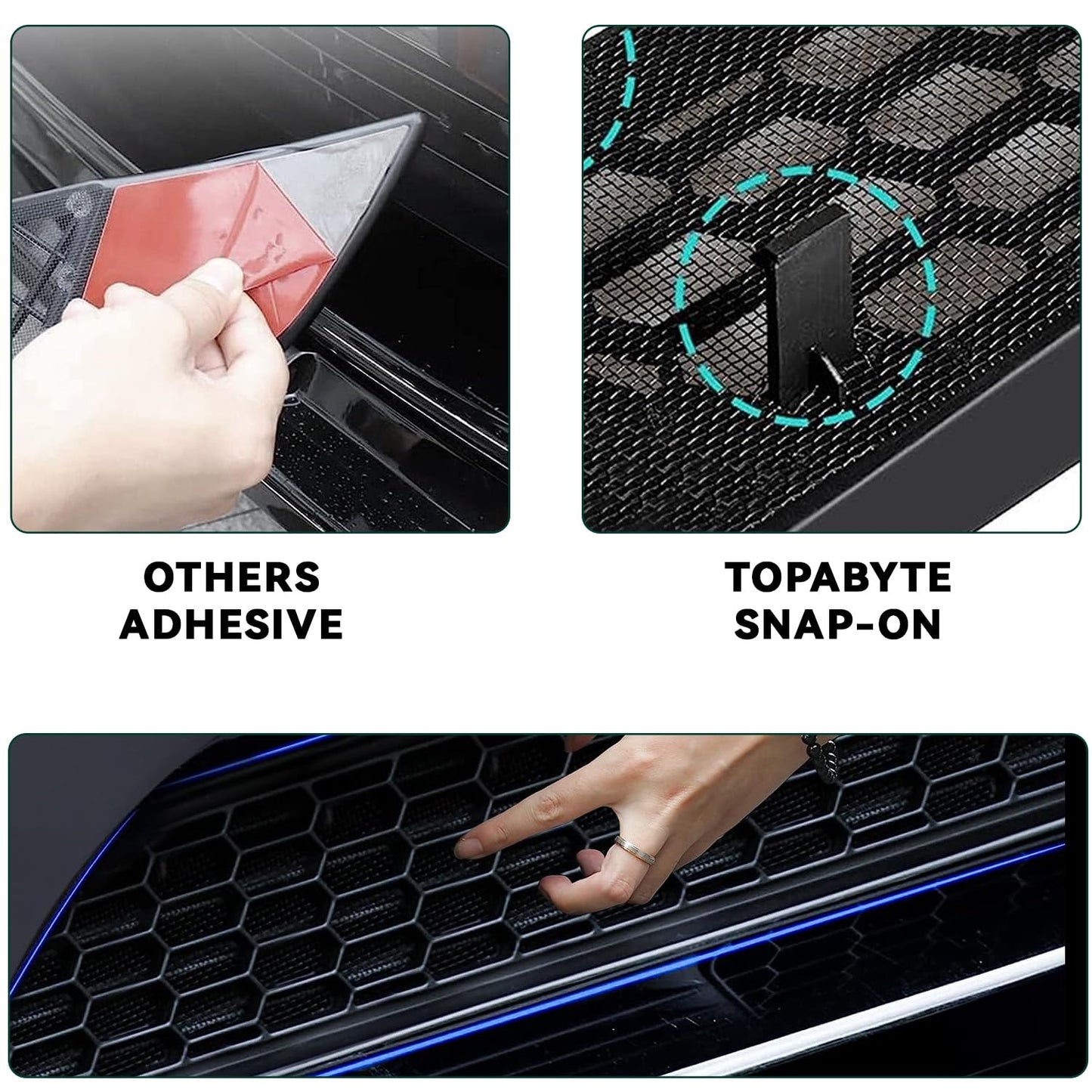 TOPABYTE Front Grill Mesh Protector Net for Model 3 Y Segmented Anti Leaves Insect