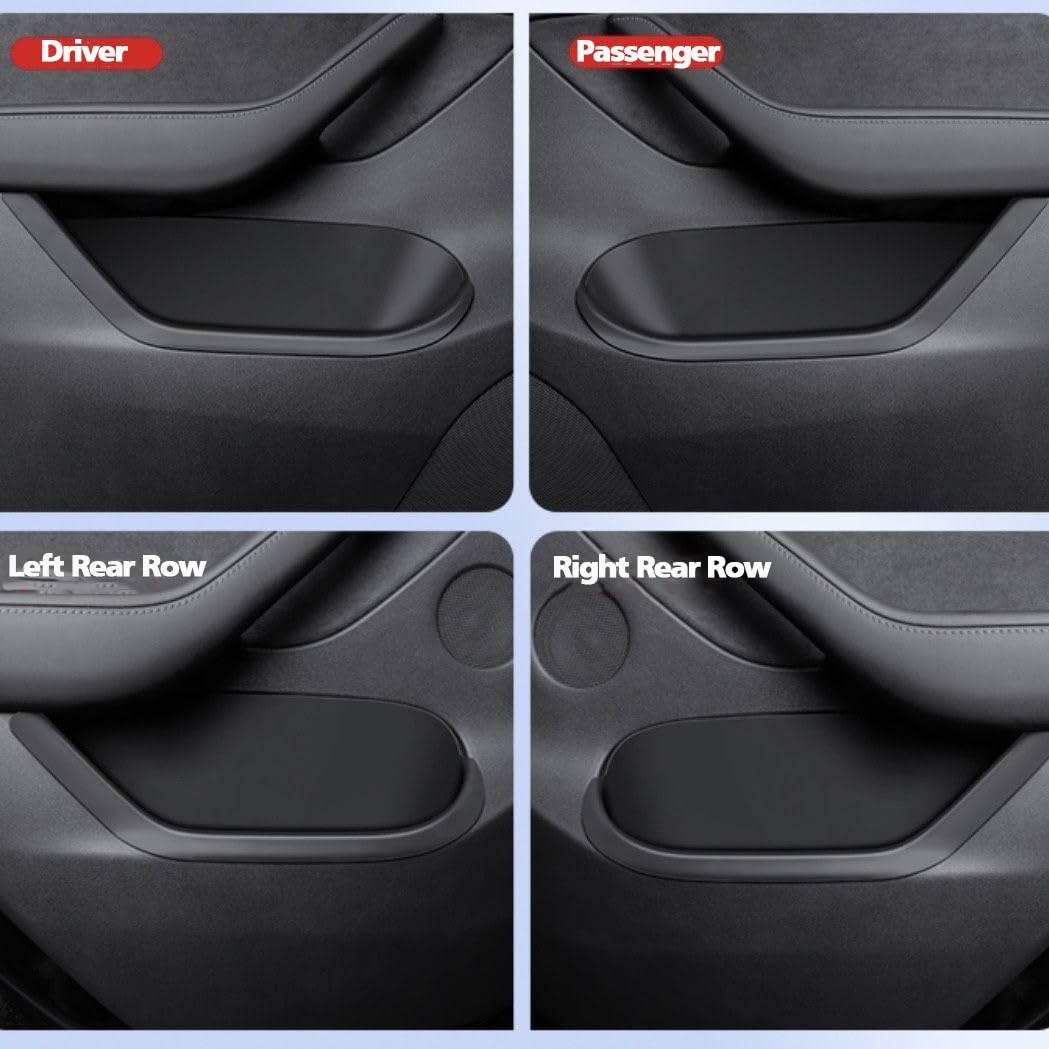 TOPABYTE Door Side Storage Organizer Tray Front Rear Doors 4PCs For Model 3 & Model Y 2019-2025+ Highland/Juniper