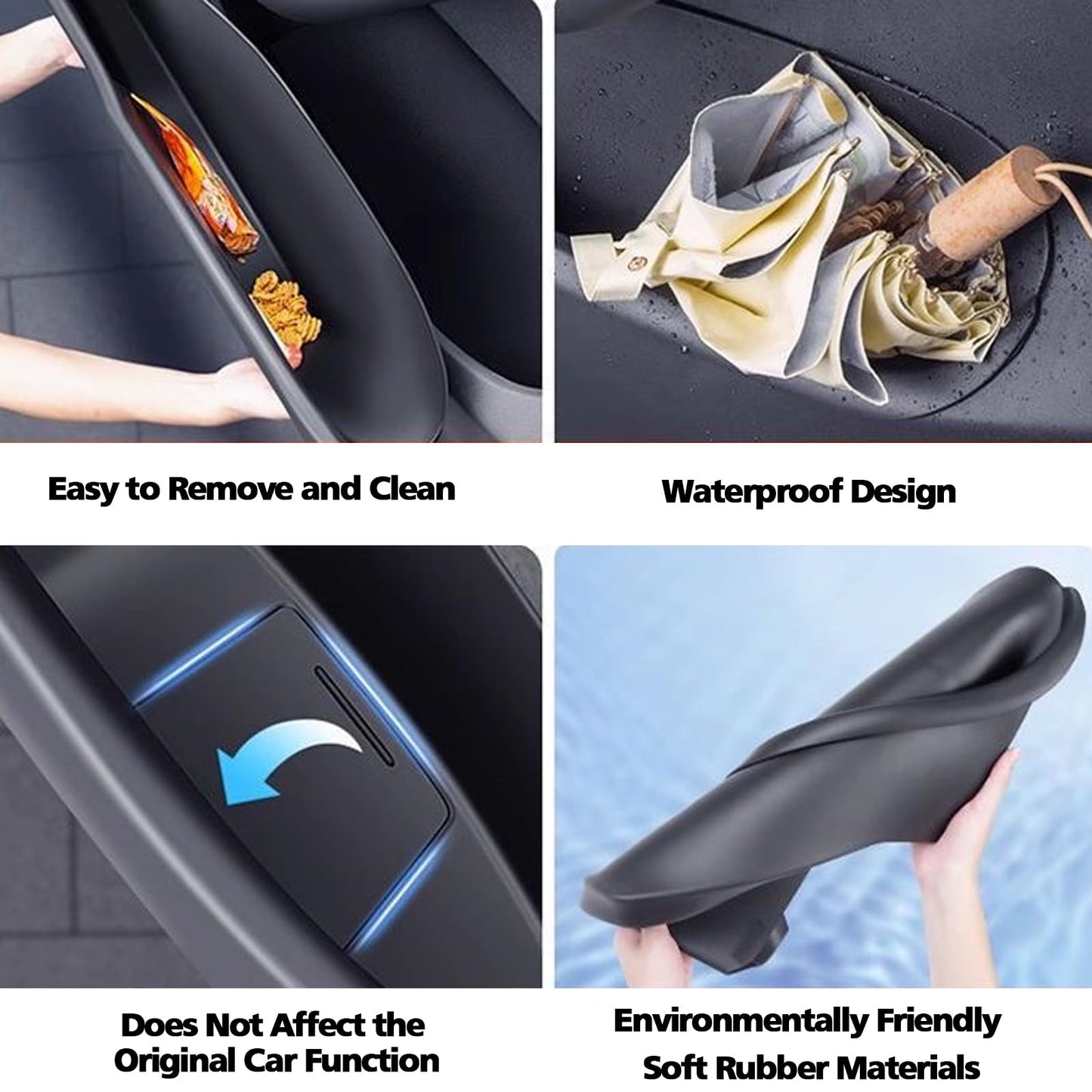 TOPABYTE Door Side Storage Organizer Tray Front Rear Doors 4PCs For Model 3 & Model Y 2019-2025+ Highland/Juniper