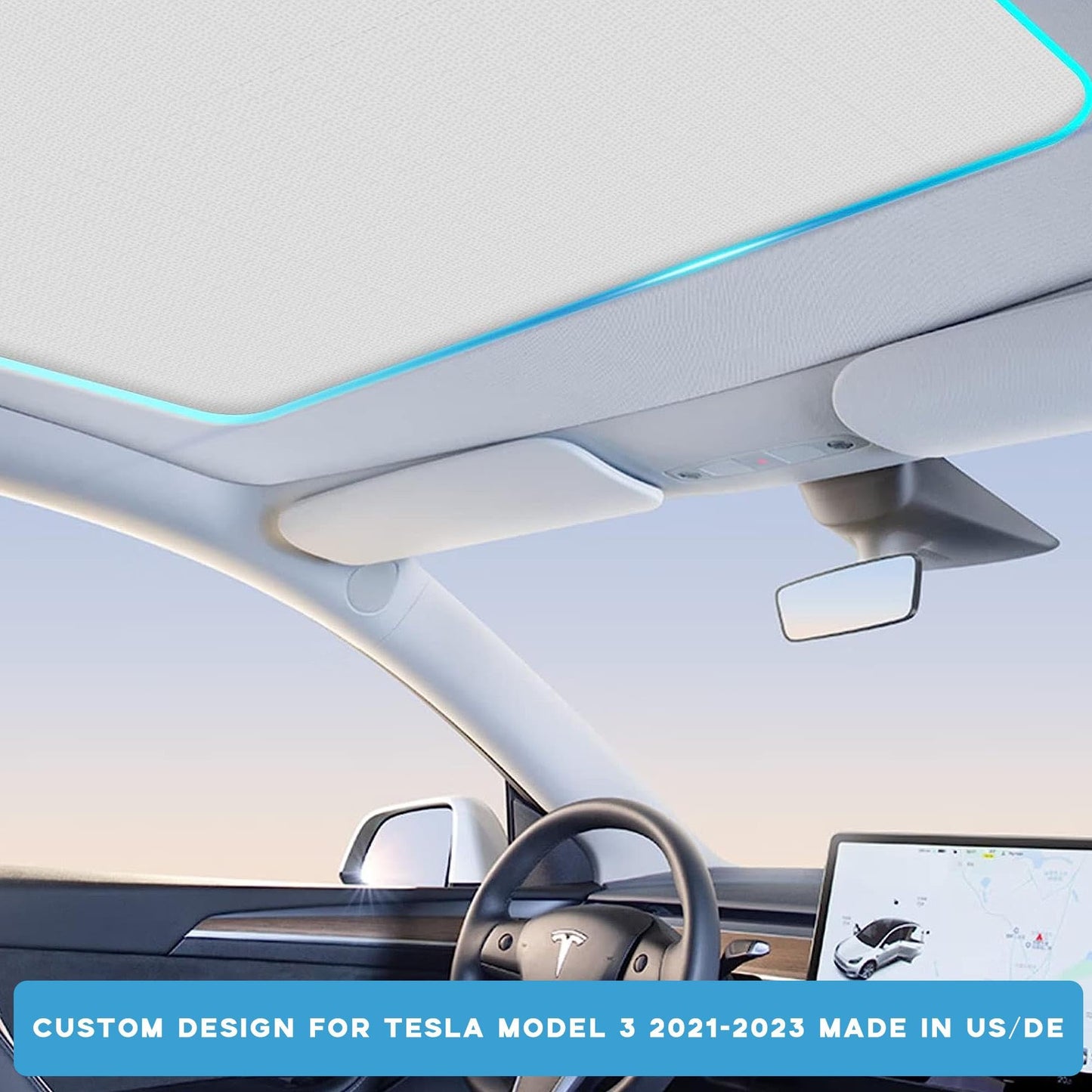 TOPABYTE Roof Sunshade Ice Crystal Net for Model Y 2020-2025 Juniper & Model 3 2018-2025 Highland