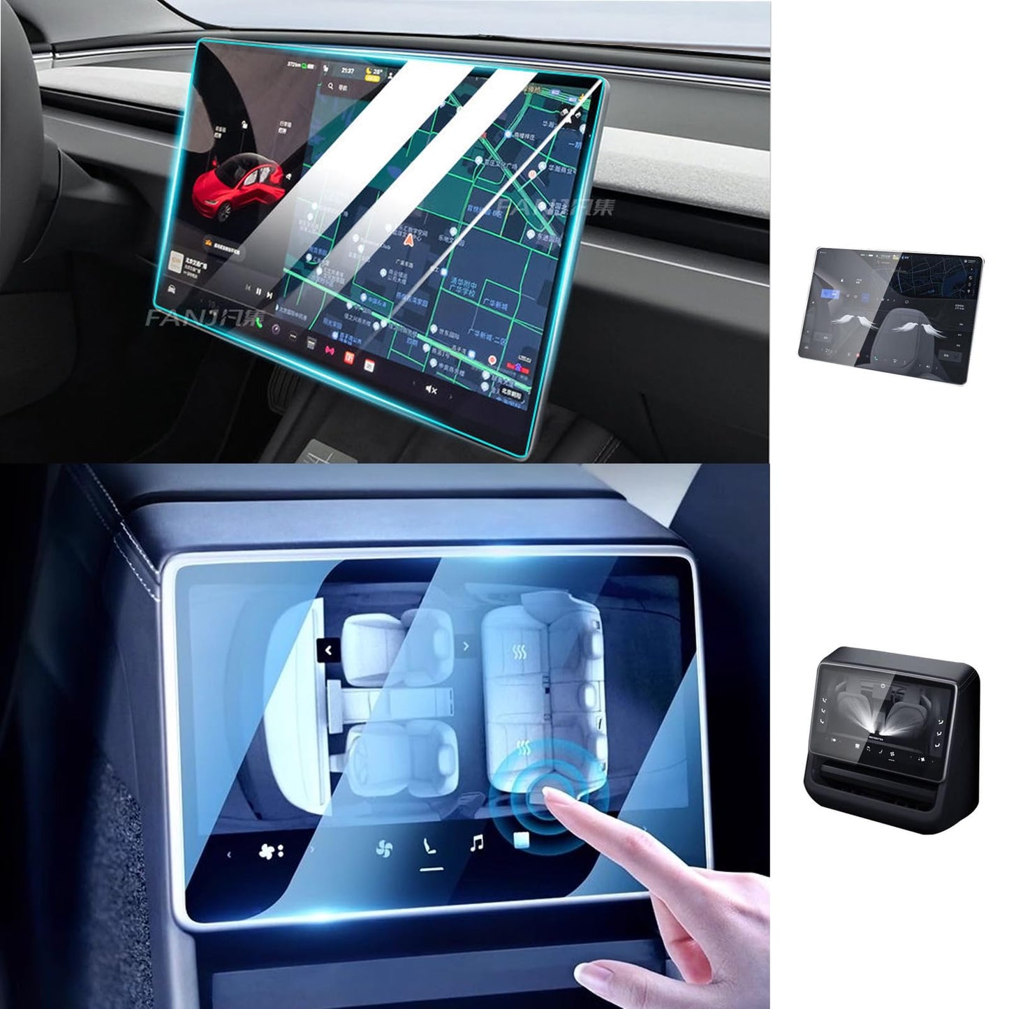 Topaoctet avant d'écran arrière Protecteur 2PCS pour le modèle Y Juniper 2024 et Model 3 Highland 2024+