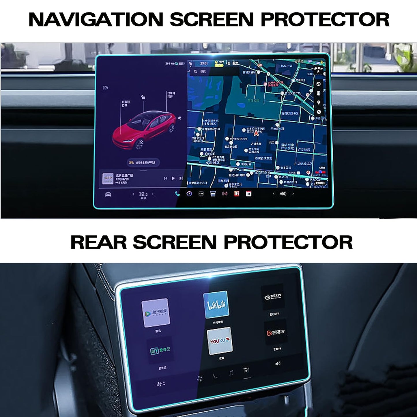 Topaoctet avant d'écran arrière Protecteur 2PCS pour le modèle Y Juniper 2024 et Model 3 Highland 2024+