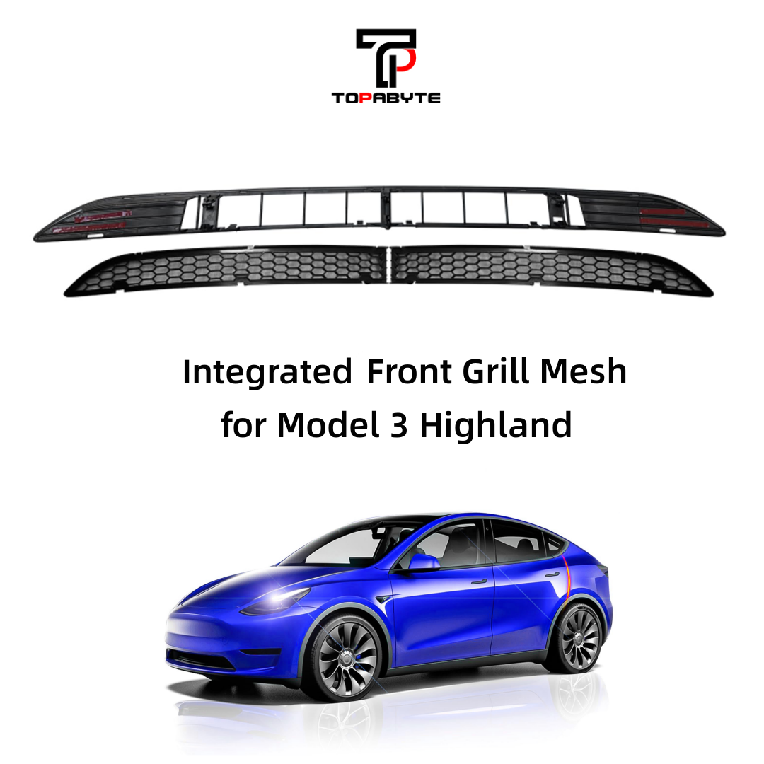 TOPABYTE Front Grill Mesh Bumper Grid Inserts for Model 3 Integrated / Segmented