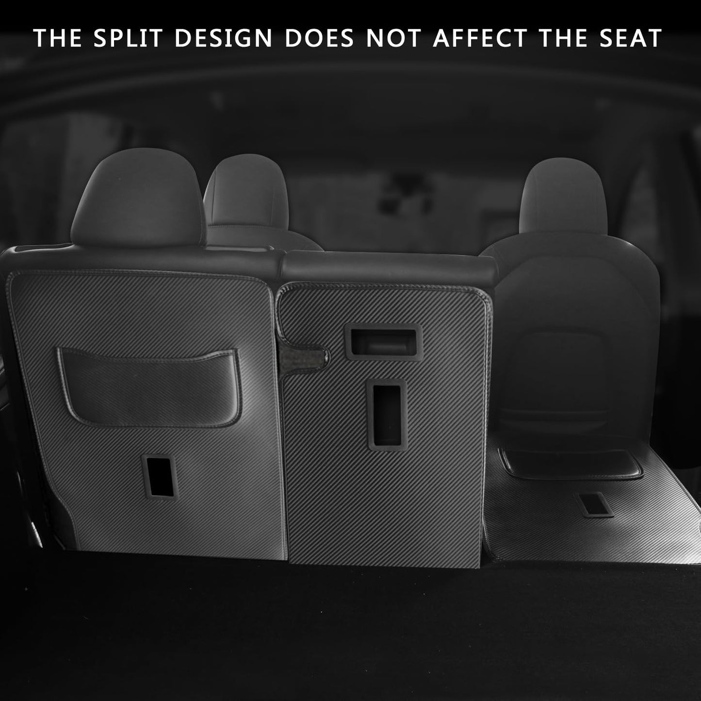 TOPABYTE Second Row Seats Back Protector Mats Leather 3PCs for Model Y 2020-2025 Juniper (5-Seats)