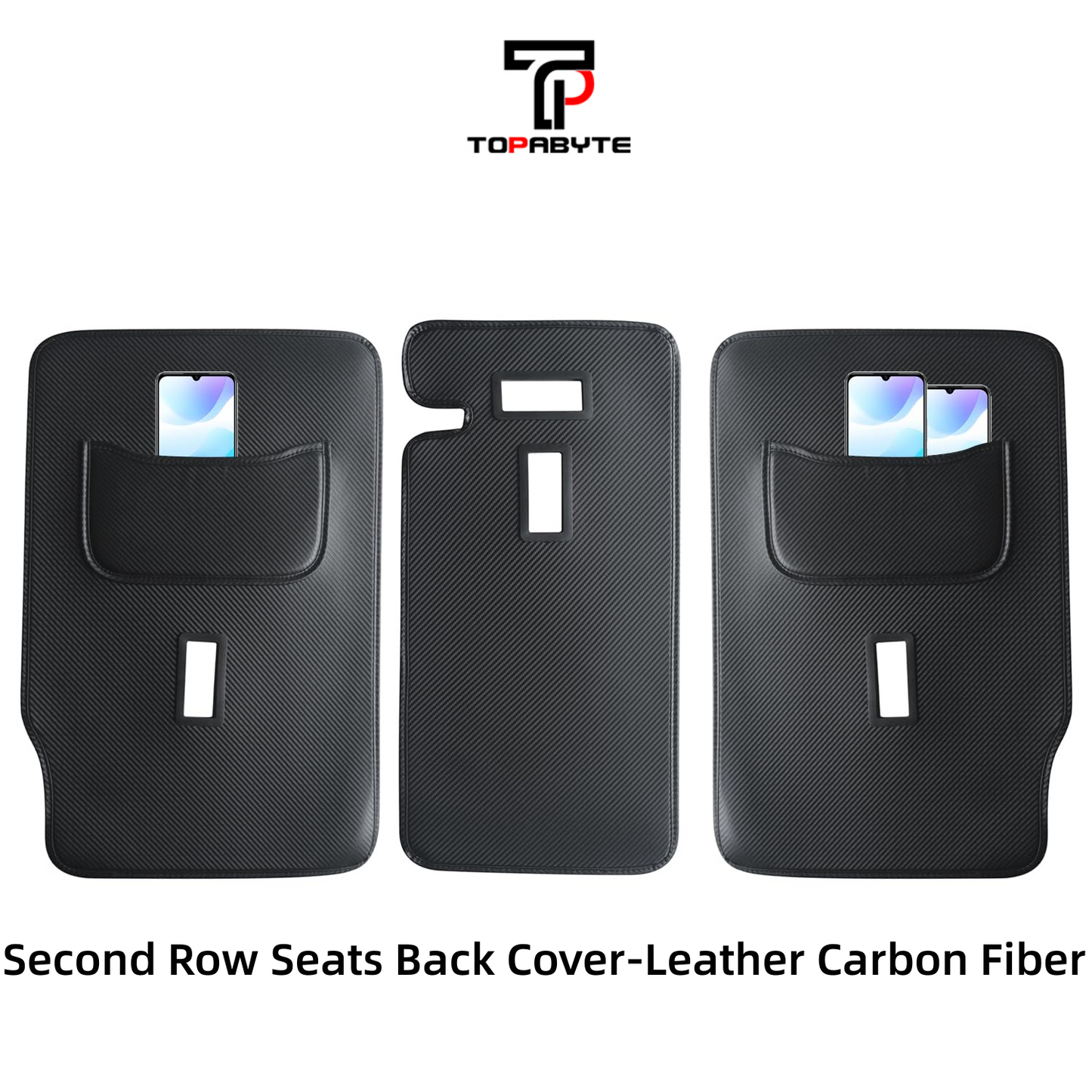 TOPABYTE Second Row Seats Back Protector Mats Leather 3PCs for Model Y 2020-2025 Juniper (5-Seats)