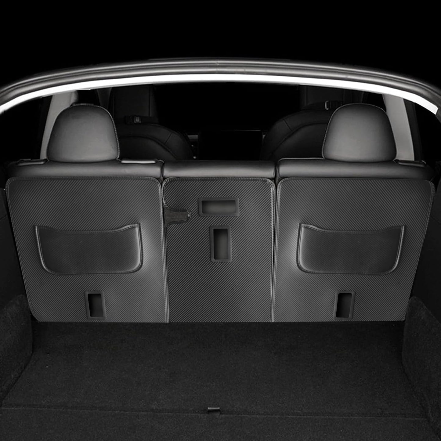 TOPABYTE Second Row Seats Back Protector Mats Leather 3PCs for Model Y 2020-2025 Juniper (5-Seats)