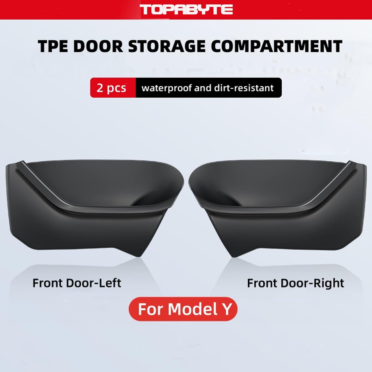 TOPABYTE Door Side Storage Organizer Tray Front Rear Doors 4PCs For Model 3 & Model Y 2019-2025+ Highland/Juniper