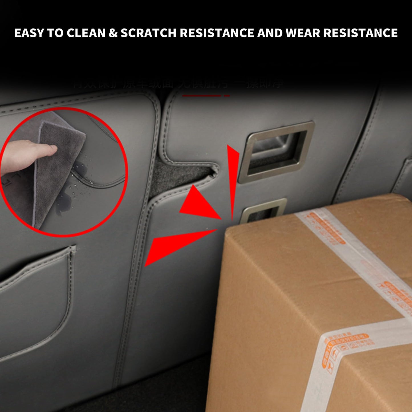 TOPABYTE Second Row Seats Back Protector Mats Leather 3PCs for Model Y 2020-2025 Juniper (5-Seats)