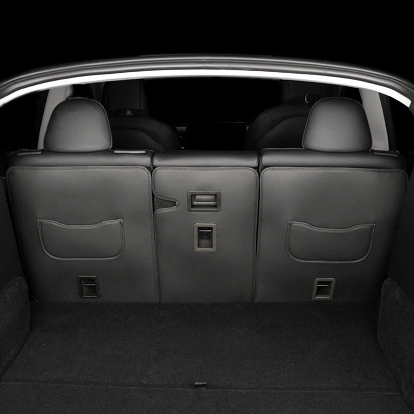 TOPABYTE Second Row Seats Back Protector Mats Leather 3PCs for Model Y 2020-2025 Juniper (5-Seats)