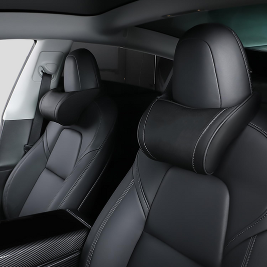 Topabyte Memory mousse de mousse de voiture piétonnier oreillers et support lombaire en cuir pour Tesla et toutes les voitures