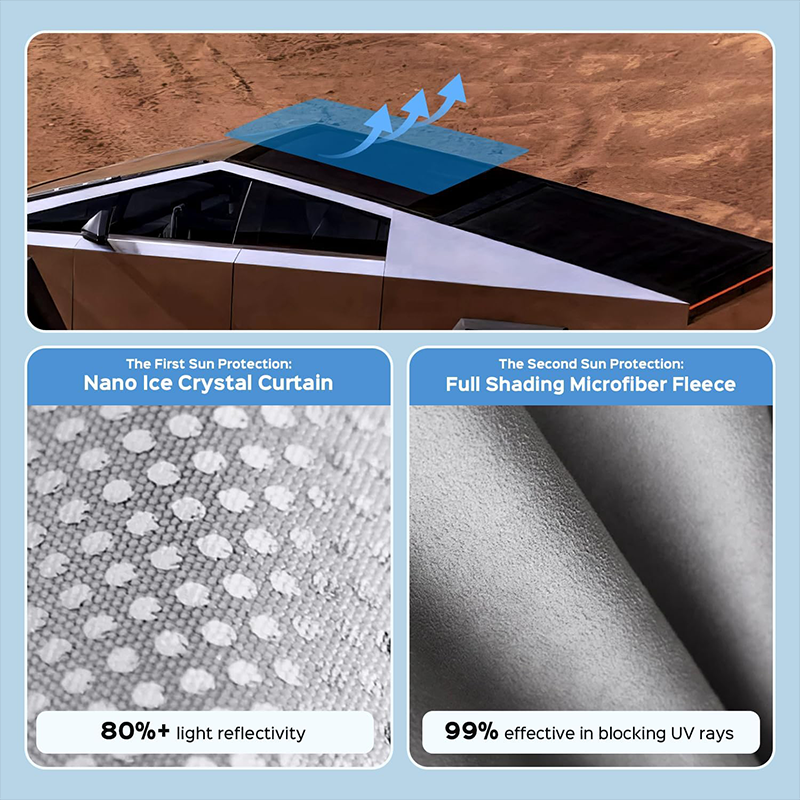 TOPABYTE Glass Roof & Windshield Sunshade Ice Crystal Net for 2024 Cybertruck